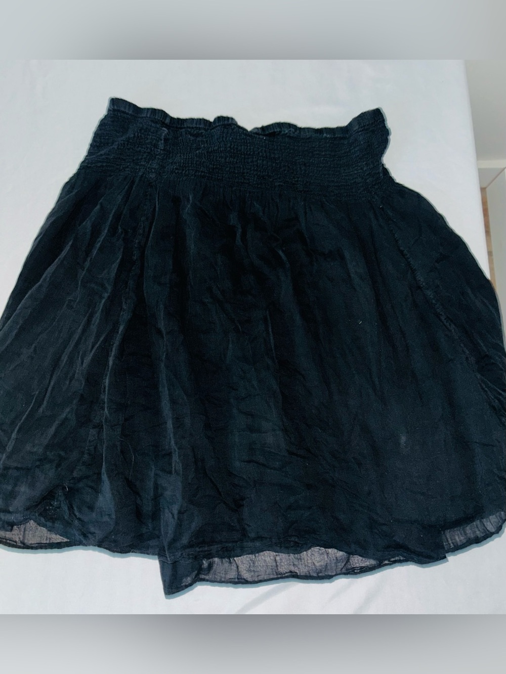 Derek Heart Cotton Gauzy Beachy Black Smocked Waist Lightweight Skirt large